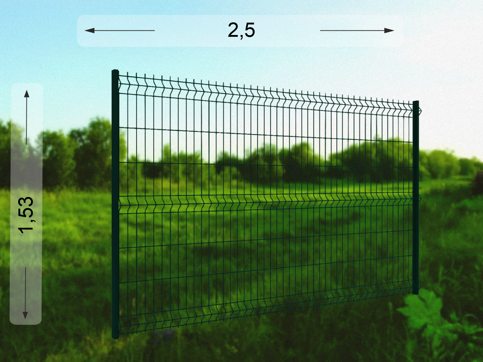 3D панель 2.5×1.53 м RAL 6005